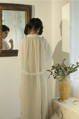 Vestido largo vintage Melissa de lino y algodón con mangas Marie