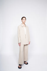 Tailored Linen Blend Blazer with Belted Waist and Wide Lapel – Lightweight Summer Outerwear
