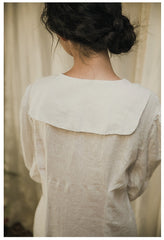 Vestido camisero largo de lino y algodón con cuello grande Trisha