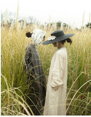 Vestido largo de lino y algodón Morgan con cuello Peter Pan y mangas obispo