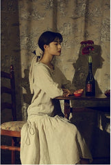 Vestido largo de lino y algodón Suzanne