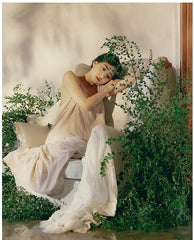 Vestido lencero largo escalonado de lino y algodón Lillian