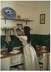 Vestido largo Claire de lino y algodón con mangas abullonadas