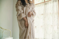 Corinne Linen Cotton Off Shoulder Ruffle Maxi Dress