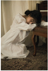 Vestido camisero largo de lino y algodón con cuello grande Trisha