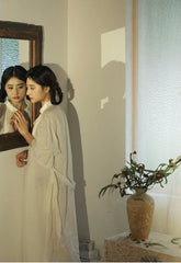 Vestido largo vintage Melissa de lino y algodón con mangas Marie