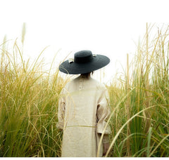 Vestido largo de lino y algodón Morgan con cuello Peter Pan y mangas obispo