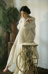 Vestido largo vintage de lino y algodón Tracy