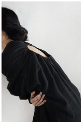 Vestido largo Delia de lino y algodón con espalda abierta