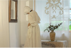 Vestido largo vintage Melissa de lino y algodón con mangas Marie