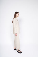 Tailored Linen Blend Blazer with Belted Waist and Wide Lapel – Lightweight Summer Outerwear