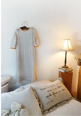 Vestido largo Jessie de lino y algodón con mangas abullonadas