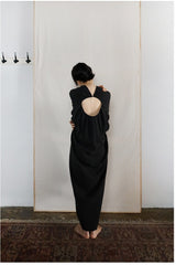 Vestido largo Delia de lino y algodón con espalda abierta