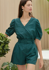 High-Waisted Linen Shorts With Tailored Pleats and Belted Waist