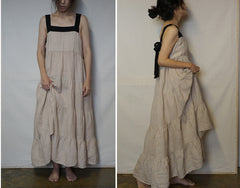 Angelina Linen Cotton Maxi Tiered Slip Dress