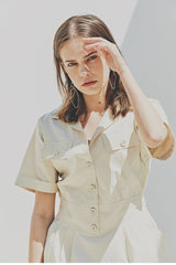 Tailored Linen Shirt Dress with Waist-Cinching Detail and Button-Front Design
