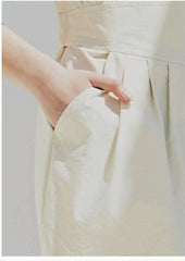 Tailored Linen Shirt Dress with Waist-Cinching Detail and Button-Front Design