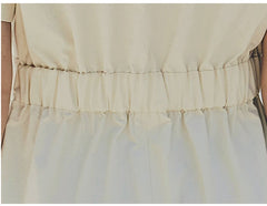 Tailored Linen Shirt Dress with Waist-Cinching Detail and Button-Front Design