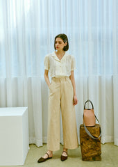 High-Waisted Wide-Leg Linen Pants for Women with Seamless Waistband – Lightweight Summer Bottoms