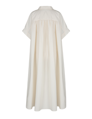 Elegant A-Line Linen Dress with Short Sleeves and Flowy Silhouette for Effortless Style