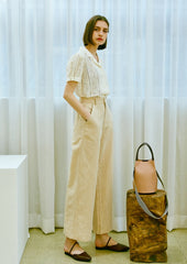 High-Waisted Wide-Leg Linen Pants for Women with Seamless Waistband – Lightweight Summer Bottoms