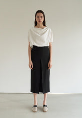 Draped Linen Top with Soft Cowl Neckline and Relaxed Silhouette for Elegant Layering