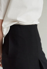 Draped Linen Top with Soft Cowl Neckline and Relaxed Silhouette for Elegant Layering