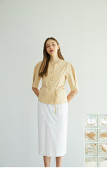 High-Waisted Linen Midi Skirt with Clean Front and Straight Cut – Minimalist Summer Essential