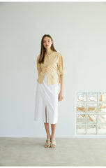 High-Waisted Linen Midi Skirt with Clean Front and Straight Cut – Minimalist Summer Essential