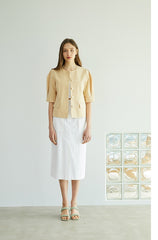 High-Waisted Linen Midi Skirt with Clean Front and Straight Cut – Minimalist Summer Essential