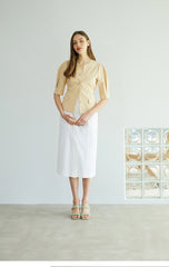 High-Waisted Linen Midi Skirt with Clean Front and Straight Cut – Minimalist Summer Essential