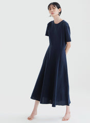 Elegant Sleeveless Midi Linen Dress With Waist Belt And Button-Down Front For Women
