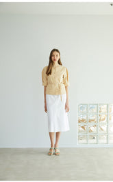 High-Waisted Linen Midi Skirt with Clean Front and Straight Cut – Minimalist Summer Essential