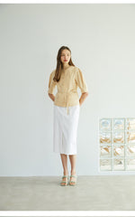 High-Waisted Linen Midi Skirt with Clean Front and Straight Cut – Minimalist Summer Essential