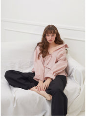 High-Waisted Wide-Leg Linen Pants with Tie Belt and Tailored Seams for Modern Elegance