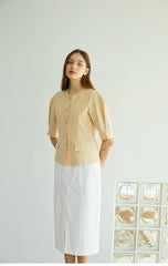 High-Waisted Linen Midi Skirt with Clean Front and Straight Cut – Minimalist Summer Essential