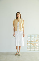 High-Waisted Linen Midi Skirt with Clean Front and Straight Cut – Minimalist Summer Essential