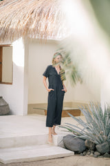 Tailored Linen Short Jumpsuit with Belted Waist and Notched Lapel Collar