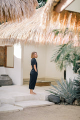 Tailored Linen Short Jumpsuit with Belted Waist and Notched Lapel Collar