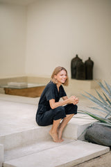 Tailored Linen Short Jumpsuit with Belted Waist and Notched Lapel Collar