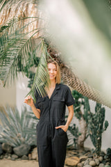 Tailored Linen Short Jumpsuit with Belted Waist and Notched Lapel Collar