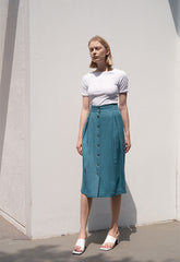 Slim Fit Cotton Knit Top with Scoop Back and Short Sleeves for Effortless Summer Looks