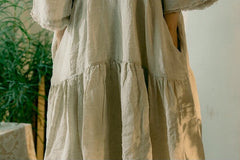 Beverly Linen Cotton Long Sleeve Maxi Dress