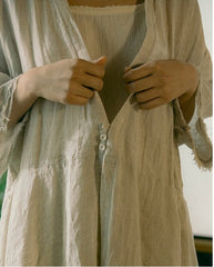 Beverly Linen Cotton Long Sleeve Maxi Dress