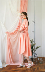 Elegant Midi-Length Cotton Poplin Dress with Button-Down Front and Tailored Waistband