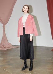 High-Waisted Pleated Silk Midi Skirt for Women with Elastic Waistband – Elegant Evening Bottom