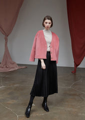 High-Waisted Pleated Silk Midi Skirt for Women with Elastic Waistband – Elegant Evening Bottom