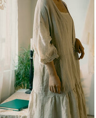 Beverly Linen Cotton Long Sleeve Maxi Dress