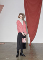 High-Waisted Pleated Silk Midi Skirt for Women with Elastic Waistband – Elegant Evening Bottom