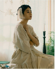 Beverly Linen Cotton Long Sleeve Maxi Dress